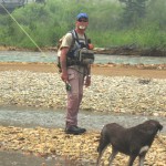 Fly fishing with my dog Abbey
